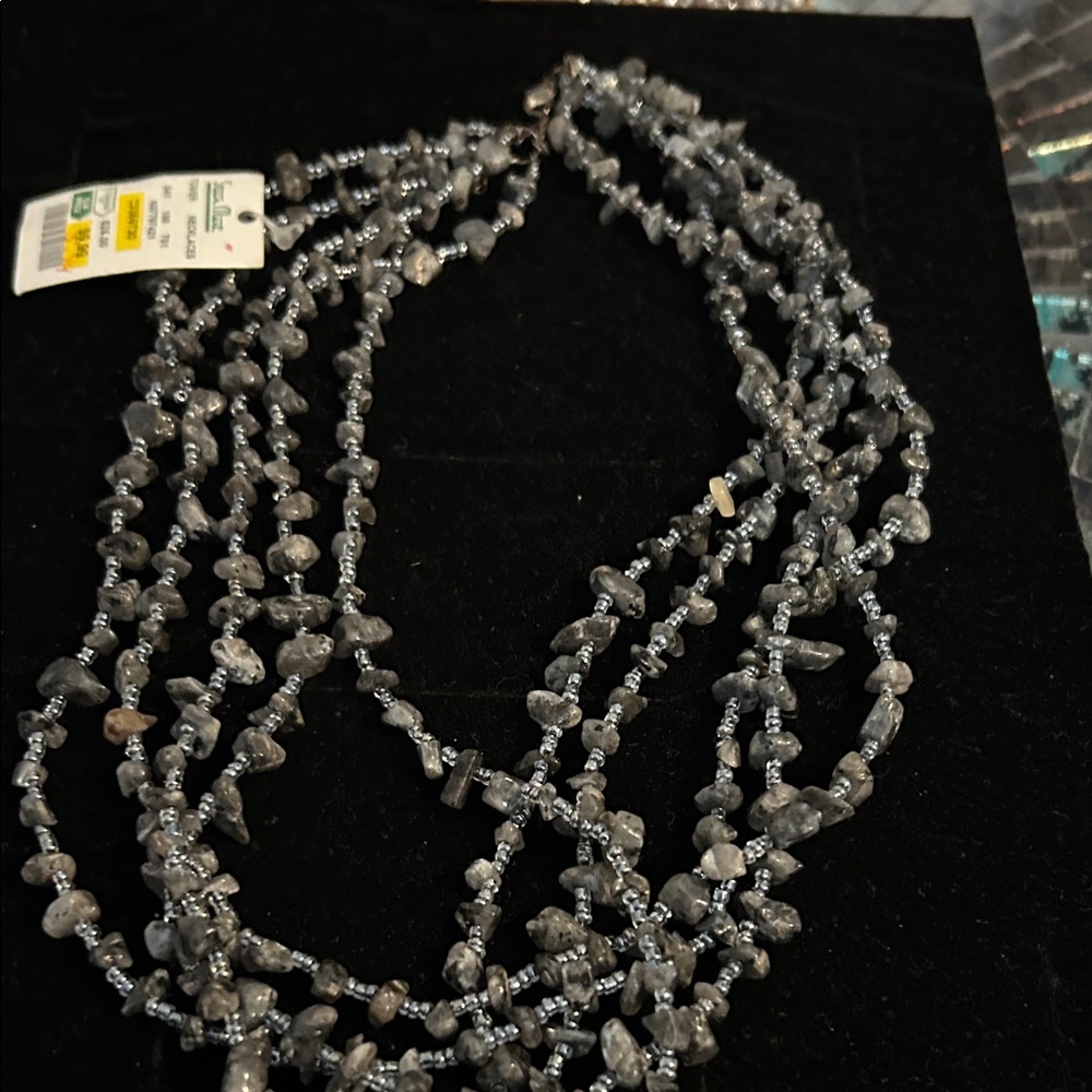 Beaded Multi-Strand Gray Necklace - Unbranded